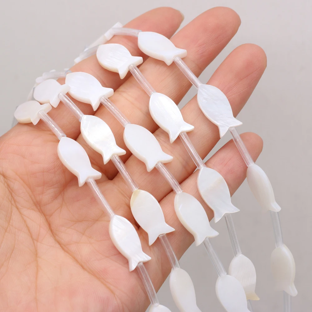 Natural white freshwater shell mother-of-pearl fish-shaped loose spacer beads jewelry making DIY bracelet necklace accessories