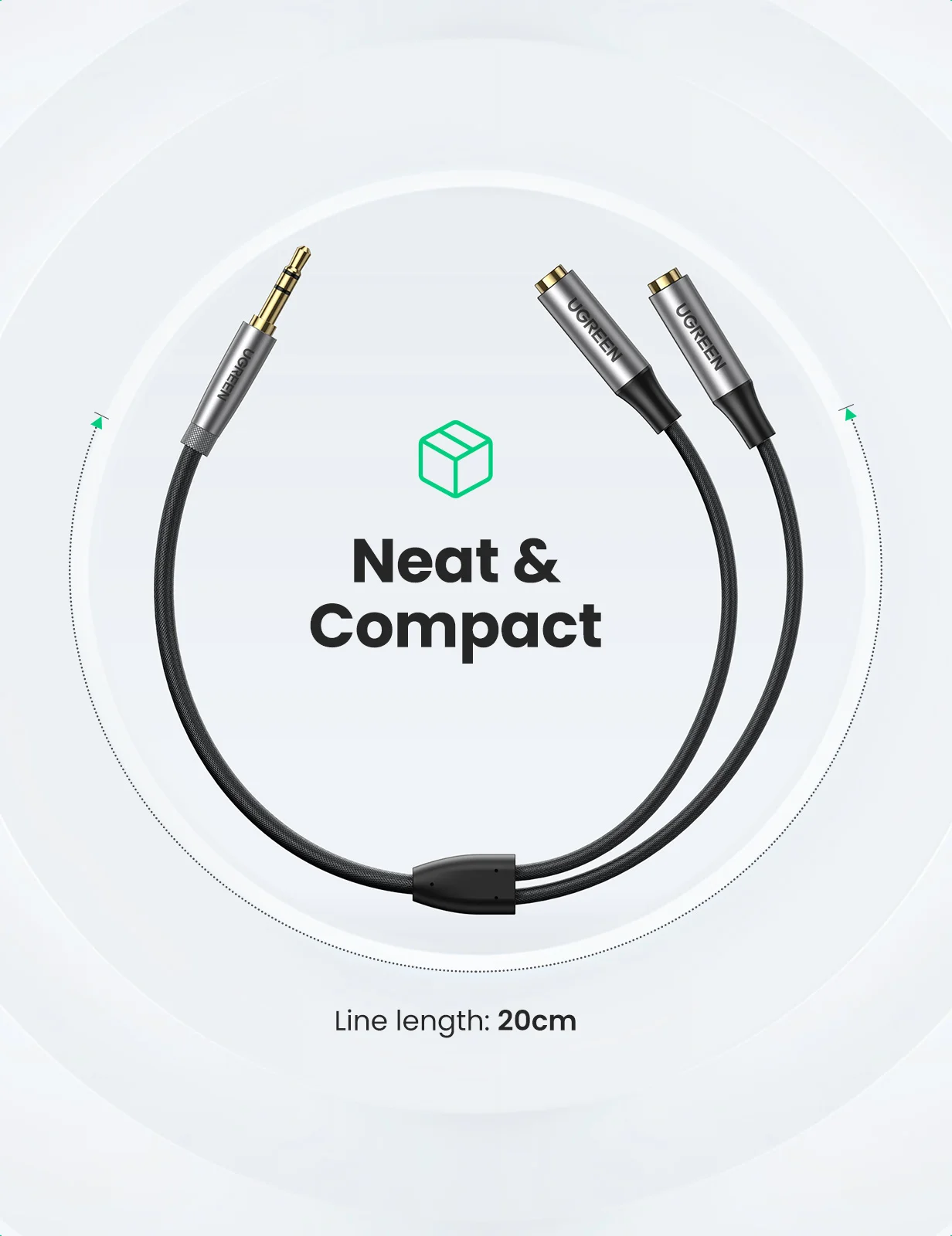 UGREEN Headphone Splitter 3.5mm 2 Way Aux Male to Female Earphone Audio Adapter Double Stereo Y Splitter Cable For TV Phone PS4