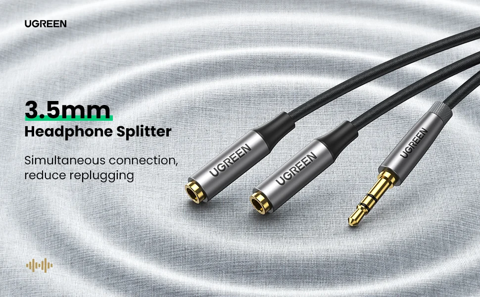 UGREEN Headphone Splitter 3.5mm 2 Way Aux Male to Female Earphone Audio Adapter Double Stereo Y Splitter Cable For TV Phone PS4