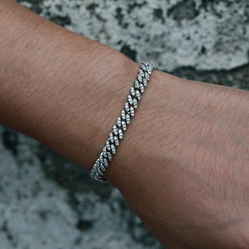 TUHE 6mm 8mm Miami Cuban Chain Bracelet for Men Women Hip Hop 5A Cubic Zirconia Iced Out Jewelry