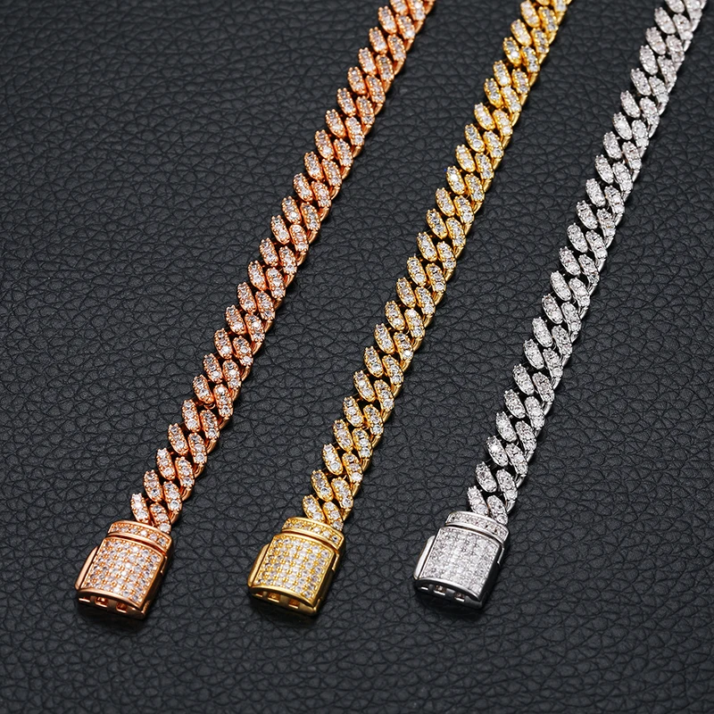 TUHE 6mm 8mm Miami Cuban Chain Bracelet for Men Women Hip Hop 5A Cubic Zirconia Iced Out Jewelry