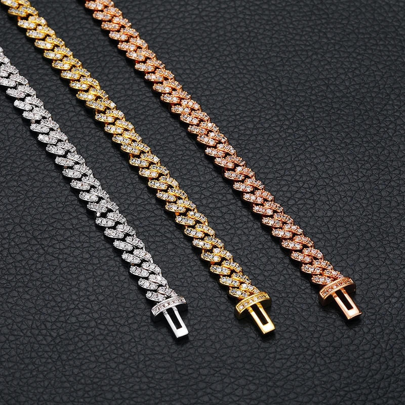 TUHE 6mm 8mm Miami Cuban Chain Bracelet for Men Women Hip Hop 5A Cubic Zirconia Iced Out Jewelry