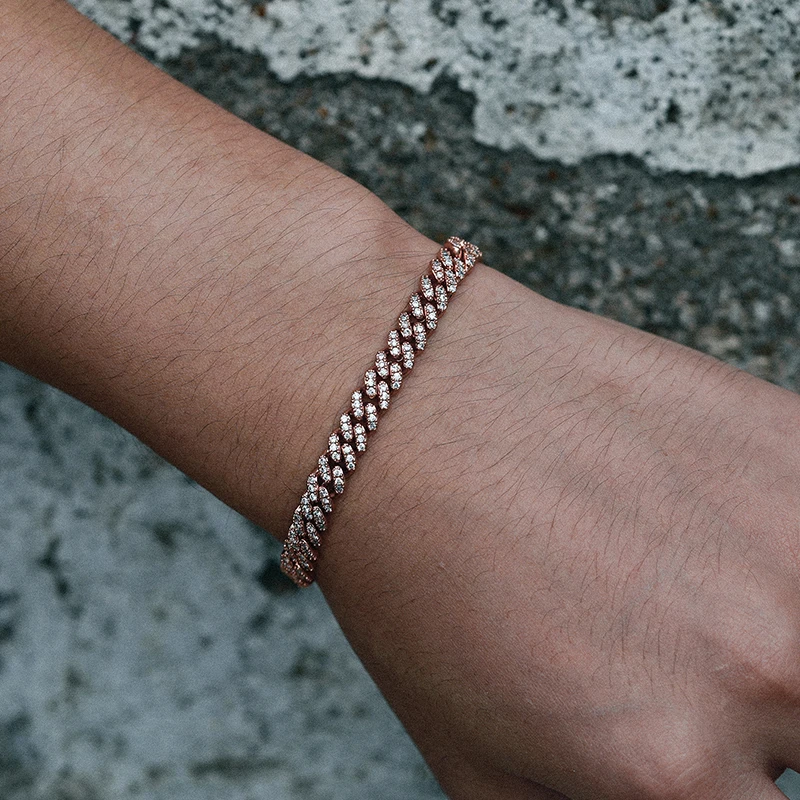 TUHE 6mm 8mm Miami Cuban Chain Bracelet for Men Women Hip Hop 5A Cubic Zirconia Iced Out Jewelry