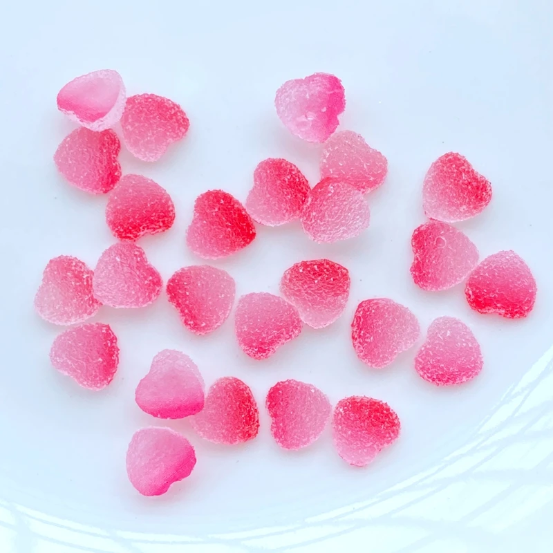 50Pcs Resin Cute Mini Imitation 10mm Heart-Shaped Fudge Flatback Scrapbook Kawaii DIY Embellishments Accessories L79