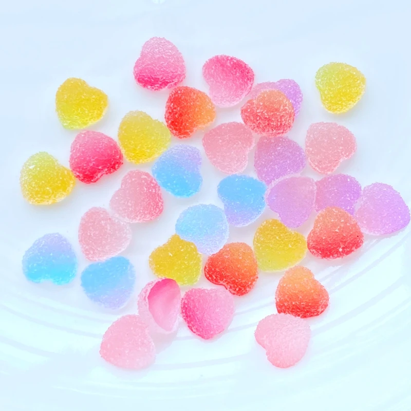 50Pcs Resin Cute Mini Imitation 10mm Heart-Shaped Fudge Flatback Scrapbook Kawaii DIY Embellishments Accessories L79