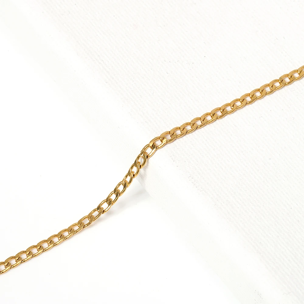 3mm Stainless Steel Gold Chain Necklace Chains Curb Link Chain Jewelry Chains for Handmade Bracelet Making DIY Wholesale