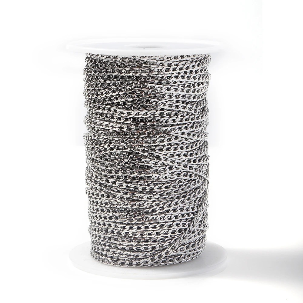 3mm Stainless Steel Gold Chain Necklace Chains Curb Link Chain Jewelry Chains for Handmade Bracelet Making DIY Wholesale