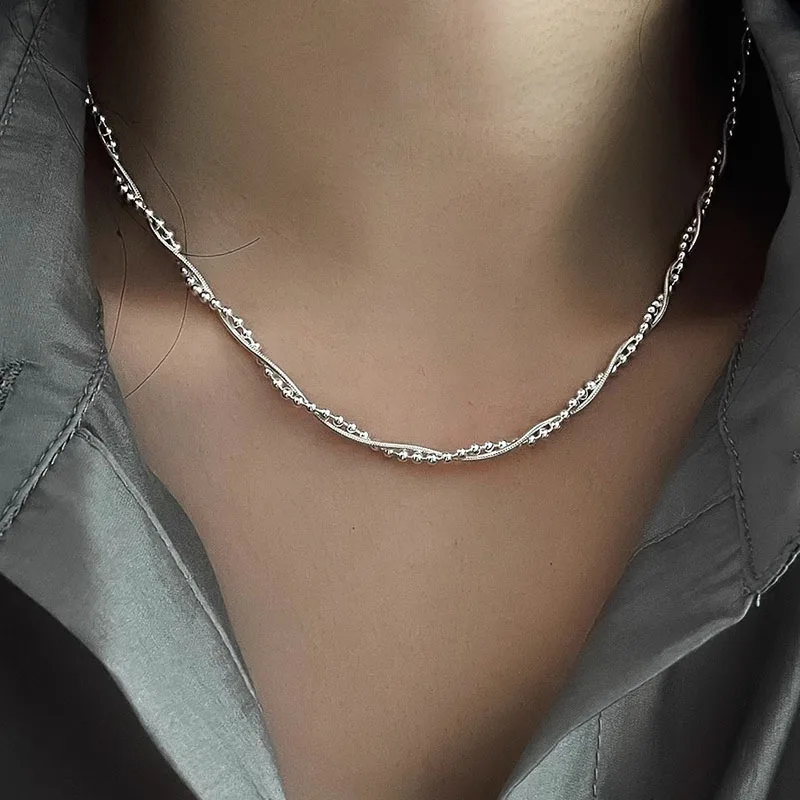 VENTFILLE 925 Sterling Silver Hiphop Necklace New Fashion Simple Geometric Handmade Clavicle Chain Party Jewelry Gifts for Women