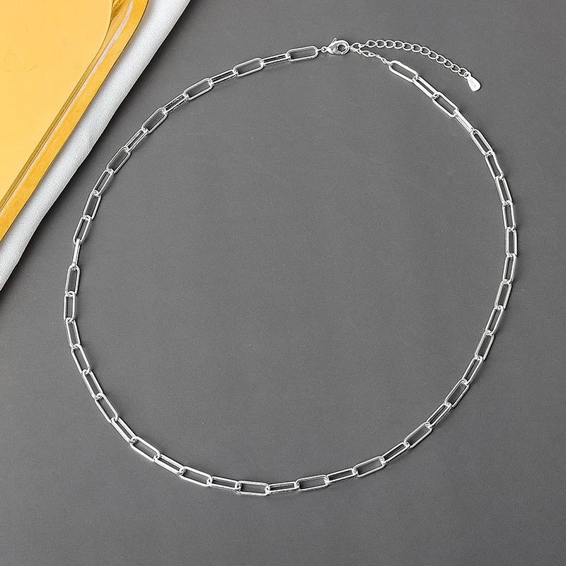 VENTFILLE 925 Sterling Silver Hiphop Necklace New Fashion Simple Geometric Handmade Clavicle Chain Party Jewelry Gifts for Women