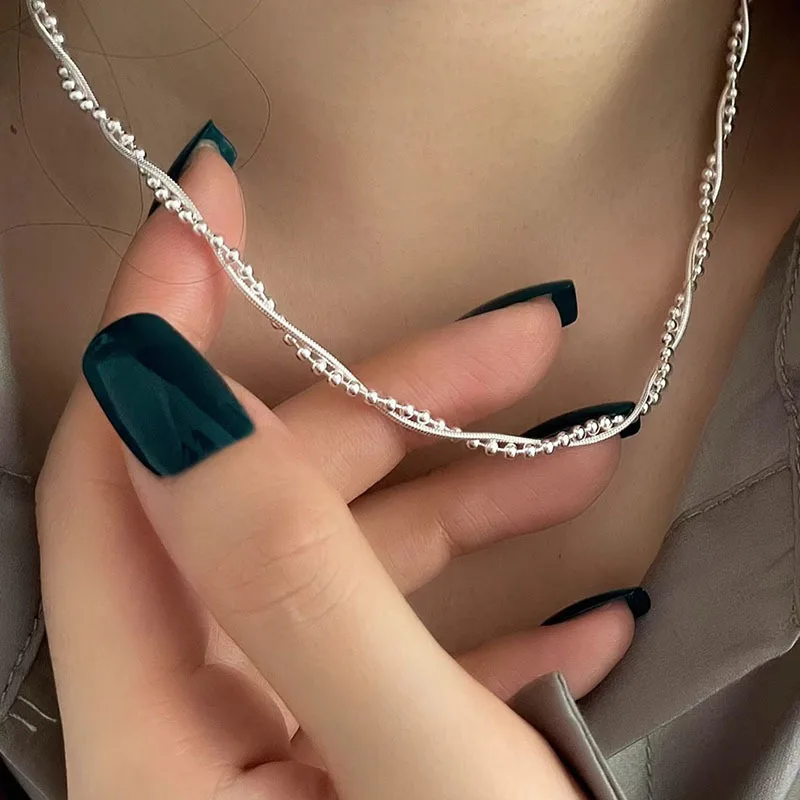 VENTFILLE 925 Sterling Silver Hiphop Necklace New Fashion Simple Geometric Handmade Clavicle Chain Party Jewelry Gifts for Women