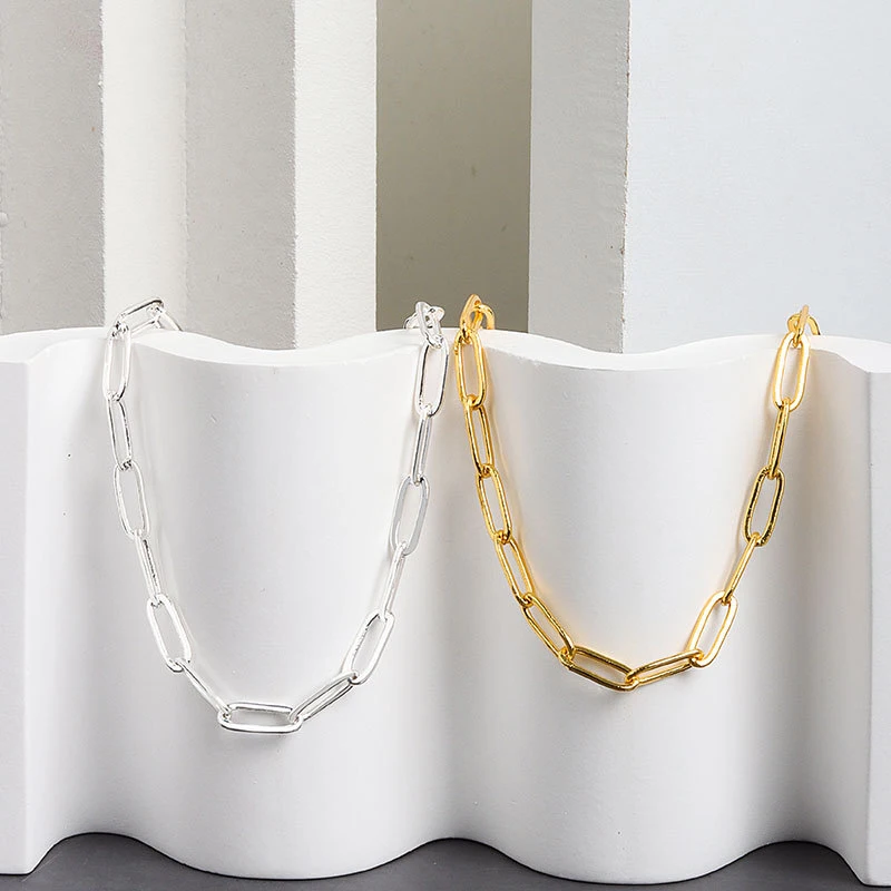 VENTFILLE 925 Sterling Silver Hiphop Necklace New Fashion Simple Geometric Handmade Clavicle Chain Party Jewelry Gifts for Women