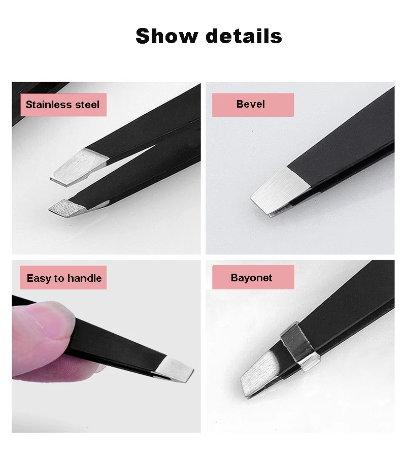 Stainless Steel Eyebrow Tweezer Hair Pluckers Clip Eyebrow Trimmer Eyelash Extension Clip Makeup Beauty Repair For Eyebrow Too