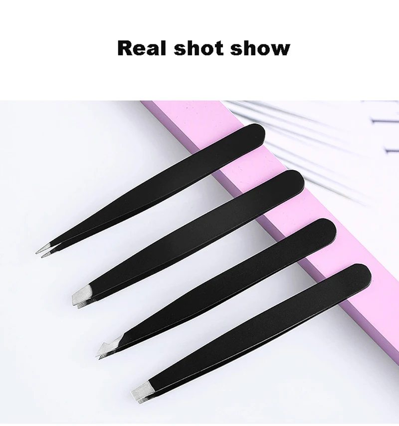 Stainless Steel Eyebrow Tweezer Hair Pluckers Clip Eyebrow Trimmer Eyelash Extension Clip Makeup Beauty Repair For Eyebrow Too