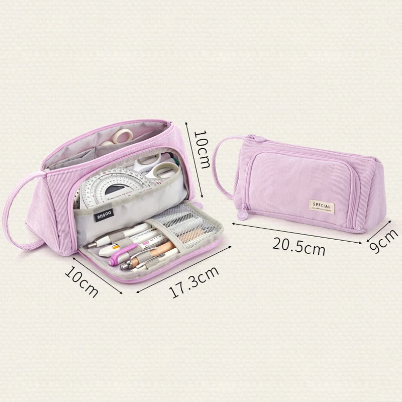 Corduroy Cute Pencil Case Macaron Colors Pencilcase Pencil Bags Make Up Pen Storage Bag School Supplies for Girls Stationery