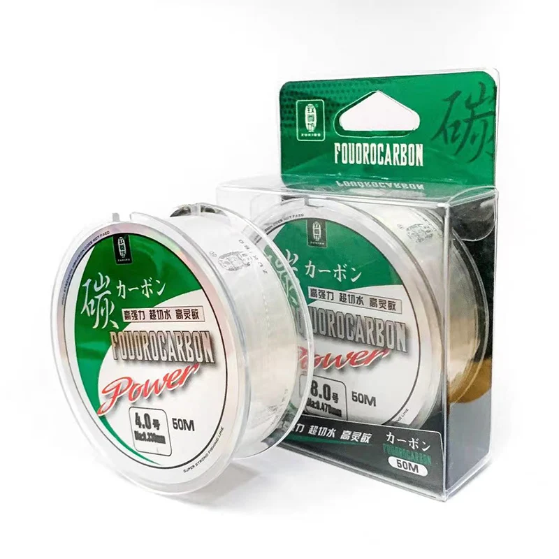 ZUKIBO 50M 100M Pure Fluorocarbon Fishing Line Japanese Super Strong Carbon Fiber Line Freshwater Saltwater Leader Line Clear