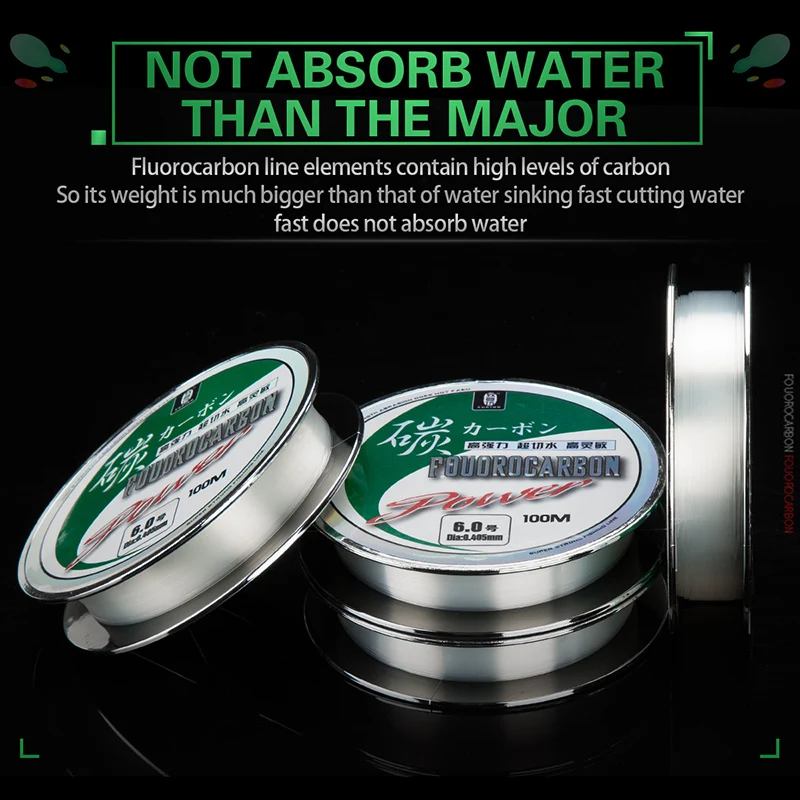 ZUKIBO 50M 100M Pure Fluorocarbon Fishing Line Japanese Super Strong Carbon Fiber Line Freshwater Saltwater Leader Line Clear