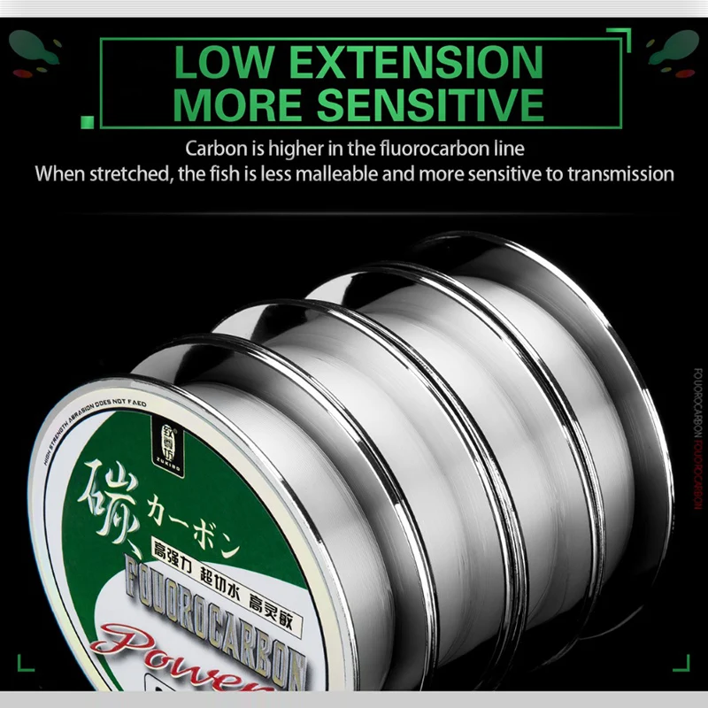 ZUKIBO 50M 100M Pure Fluorocarbon Fishing Line Japanese Super Strong Carbon Fiber Line Freshwater Saltwater Leader Line Clear