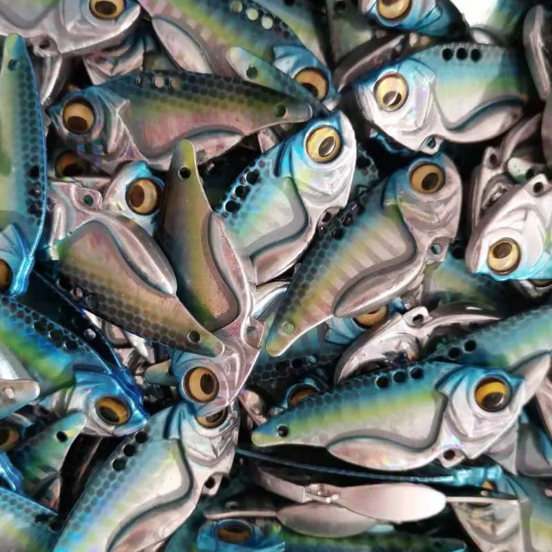 Easyfish 1pcs VIB 7.5g 11g 14g 3D Eyes Metal Vib Blade Lure Sinking Vibration Baits Double hooks Artificial Vibe for Bass Pike