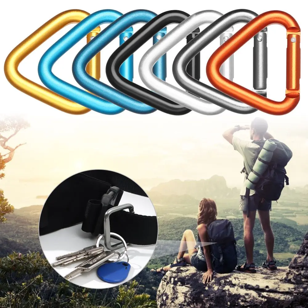 Triangle/Square Colorful Carabiner Outdoor Camping Hiking Keychain Snap Clip Hook Kettle Buckle Water Bottle Hook Accessories