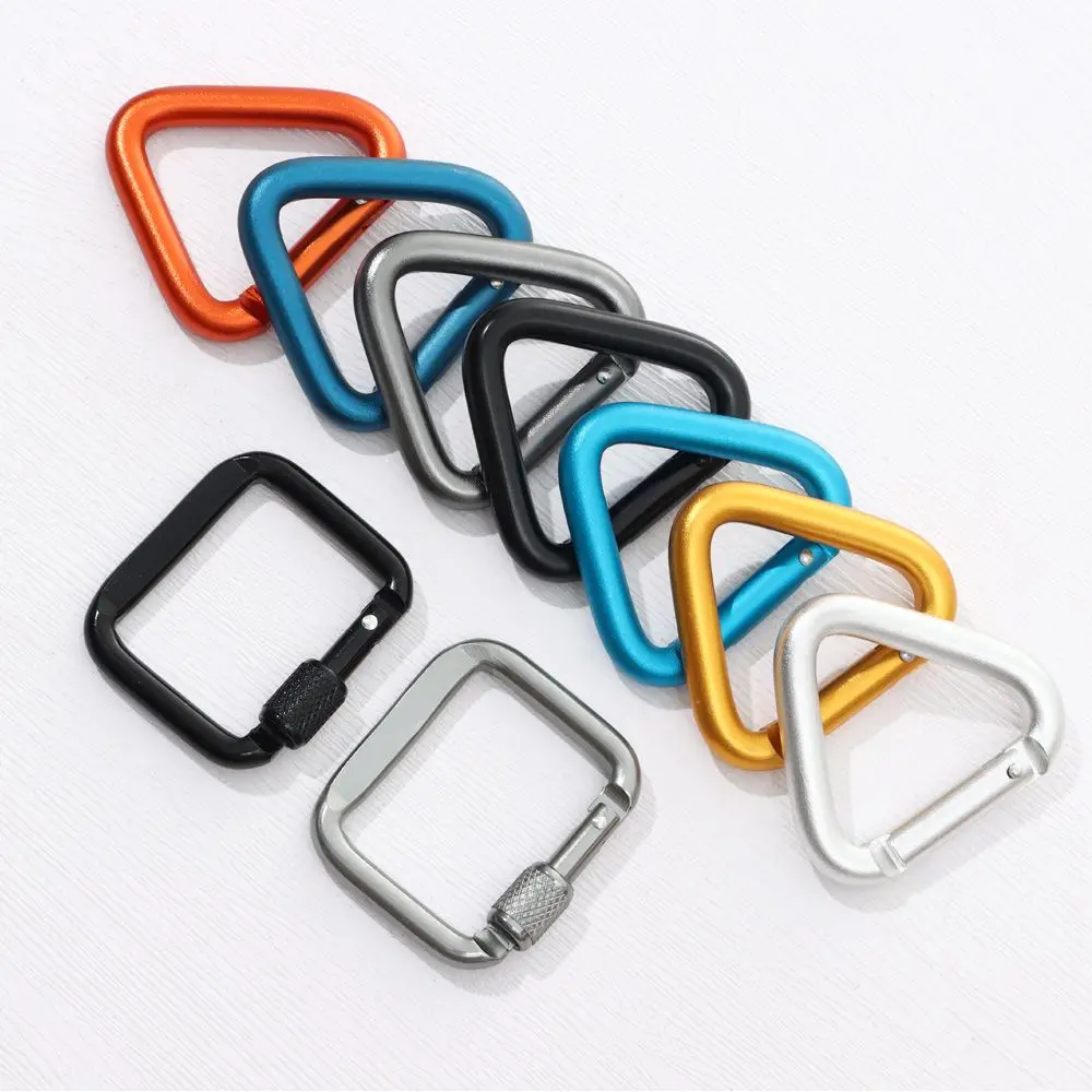 Triangle/Square Colorful Carabiner Outdoor Camping Hiking Keychain Snap Clip Hook Kettle Buckle Water Bottle Hook Accessories