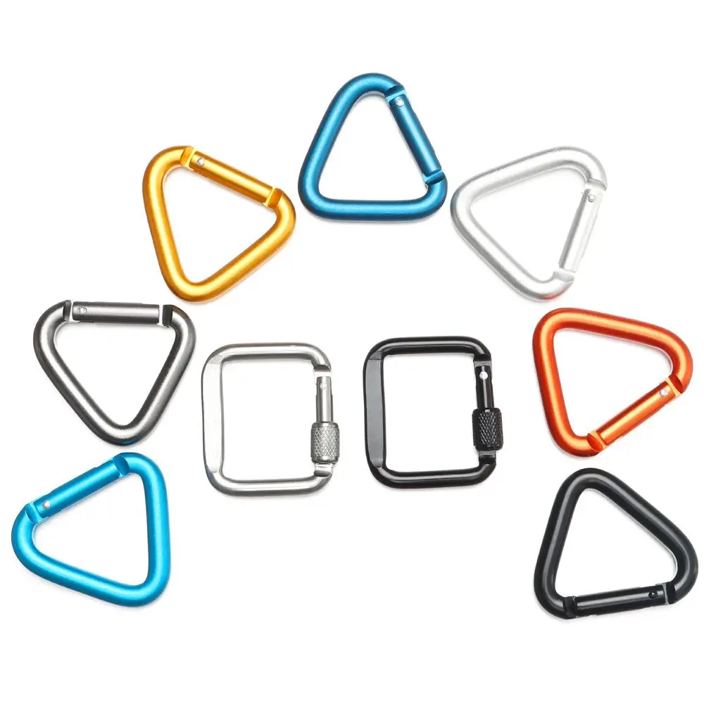 Triangle/Square Colorful Carabiner Outdoor Camping Hiking Keychain Snap Clip Hook Kettle Buckle Water Bottle Hook Accessories