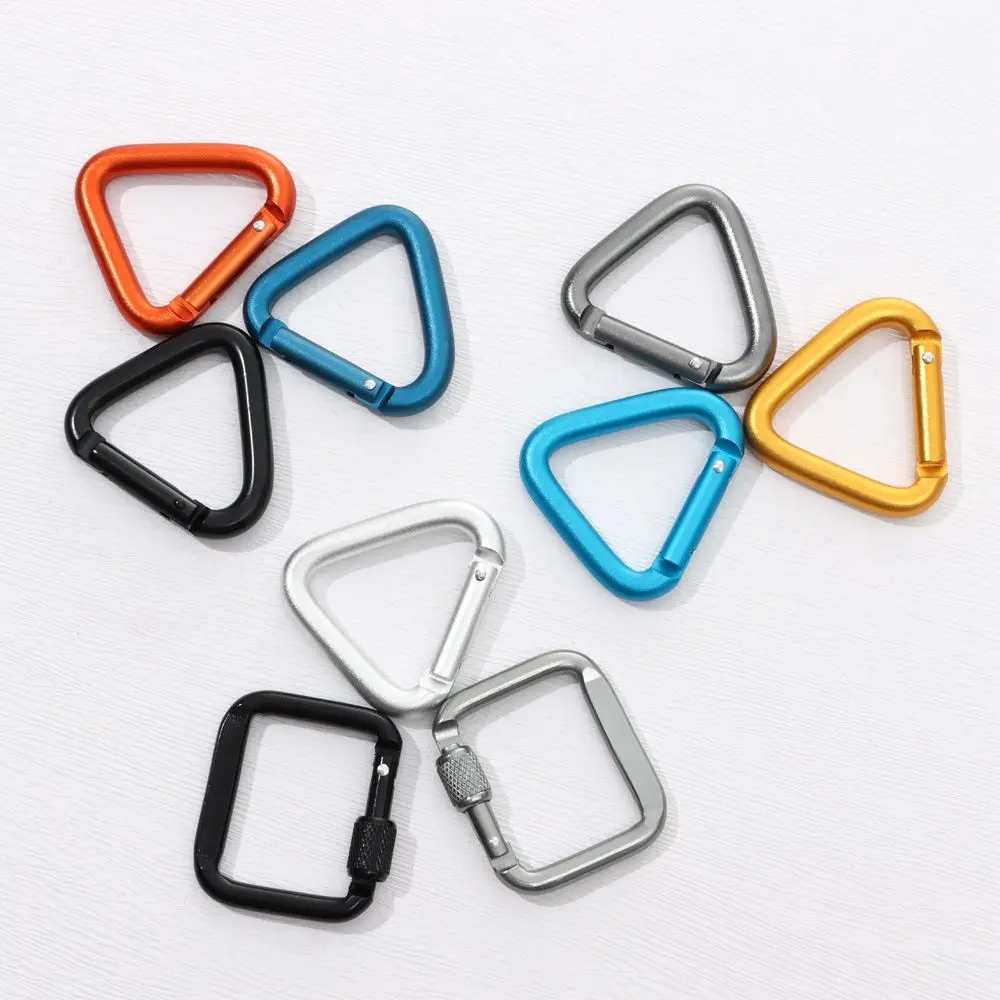 Triangle/Square Colorful Carabiner Outdoor Camping Hiking Keychain Snap Clip Hook Kettle Buckle Water Bottle Hook Accessories