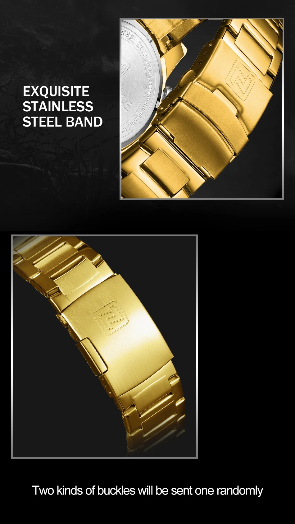 Luxury Brand NAVIFORCE Sport Watches For Men Fashion Gold Quartz WristWatch Steel Band Digital Chronograph Waterproof Clock 9163