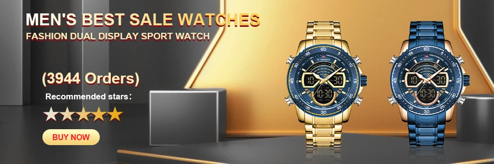 Luxury Brand NAVIFORCE Sport Watches For Men Fashion Gold Quartz WristWatch Steel Band Digital Chronograph Waterproof Clock 9163