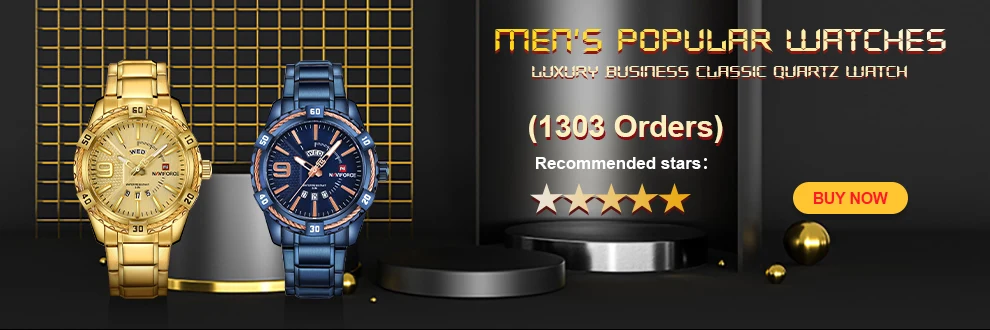 Luxury Brand NAVIFORCE Sport Watches For Men Fashion Gold Quartz WristWatch Steel Band Digital Chronograph Waterproof Clock 9163