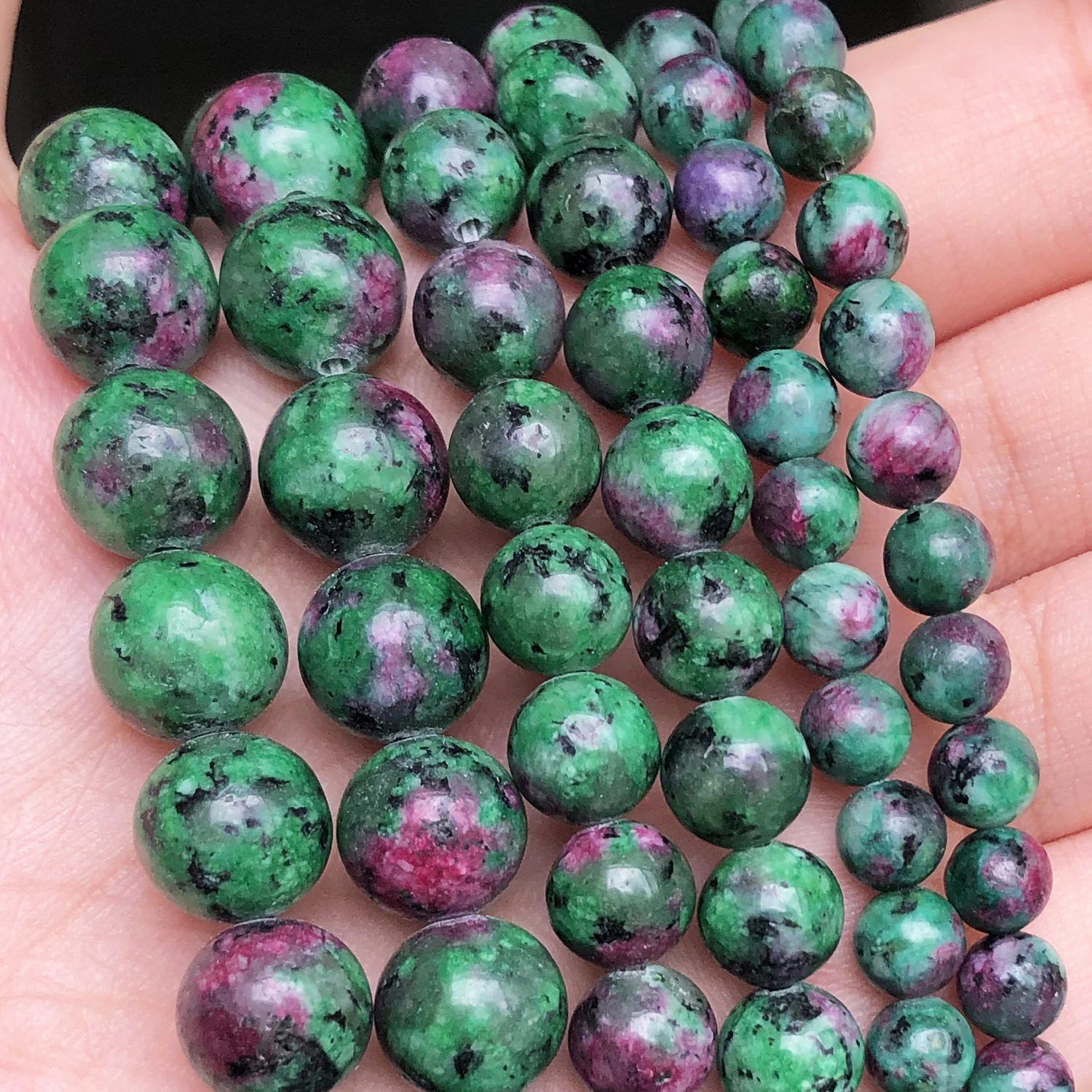 Natural Stone Epidote Rubys Zoisite Beads Round Loose Spacer Beads For Jewelry Making Necklace DIY Bracelet 15"Inch 6 8 10 12mm