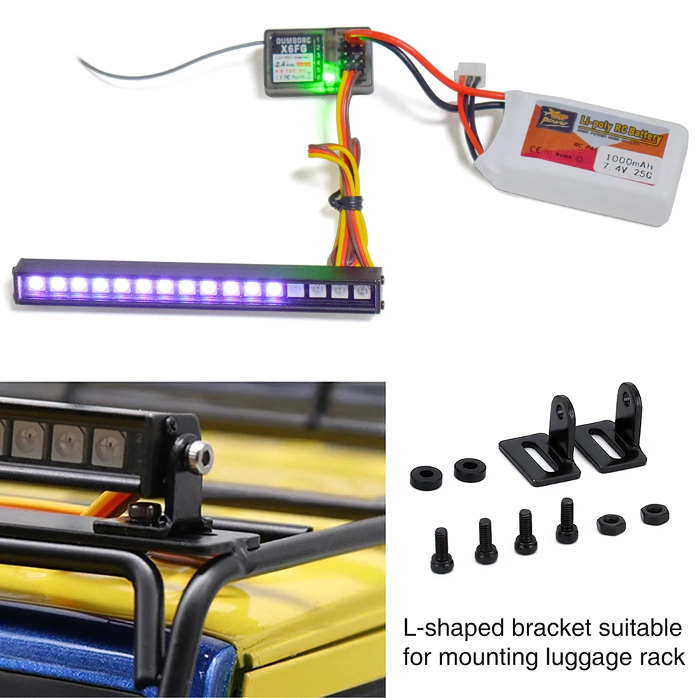 Metal 16/22LED RC Roof Lamp Light Bar Colorful for 1/10 RC Crawler Car Axial SCX10 90046 D90 Traxxas TRX-4