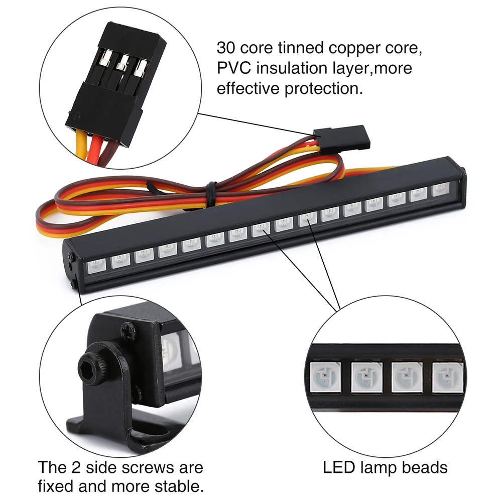 Metal 16/22LED RC Roof Lamp Light Bar Colorful for 1/10 RC Crawler Car Axial SCX10 90046 D90 Traxxas TRX-4
