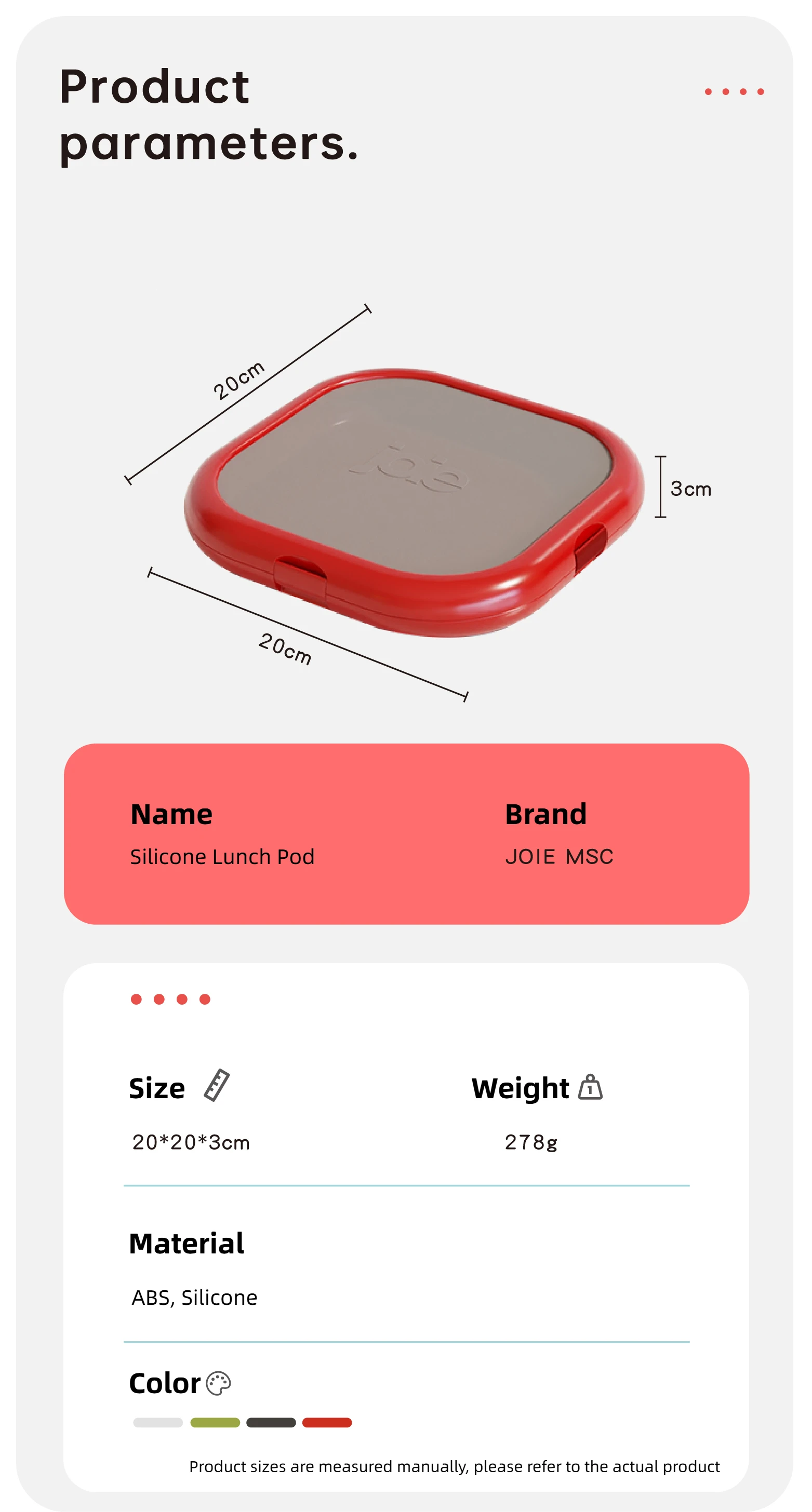Joie Silicone Lunch Box Portable Sandwich Toast Bento Box Food Container Snack Box Picnic School Office Camping Breakfast