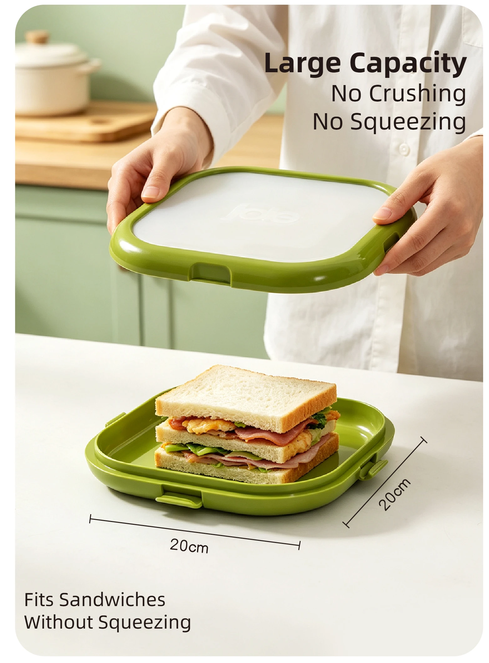 Joie Silicone Lunch Box Portable Sandwich Toast Bento Box Food Container Snack Box Picnic School Office Camping Breakfast