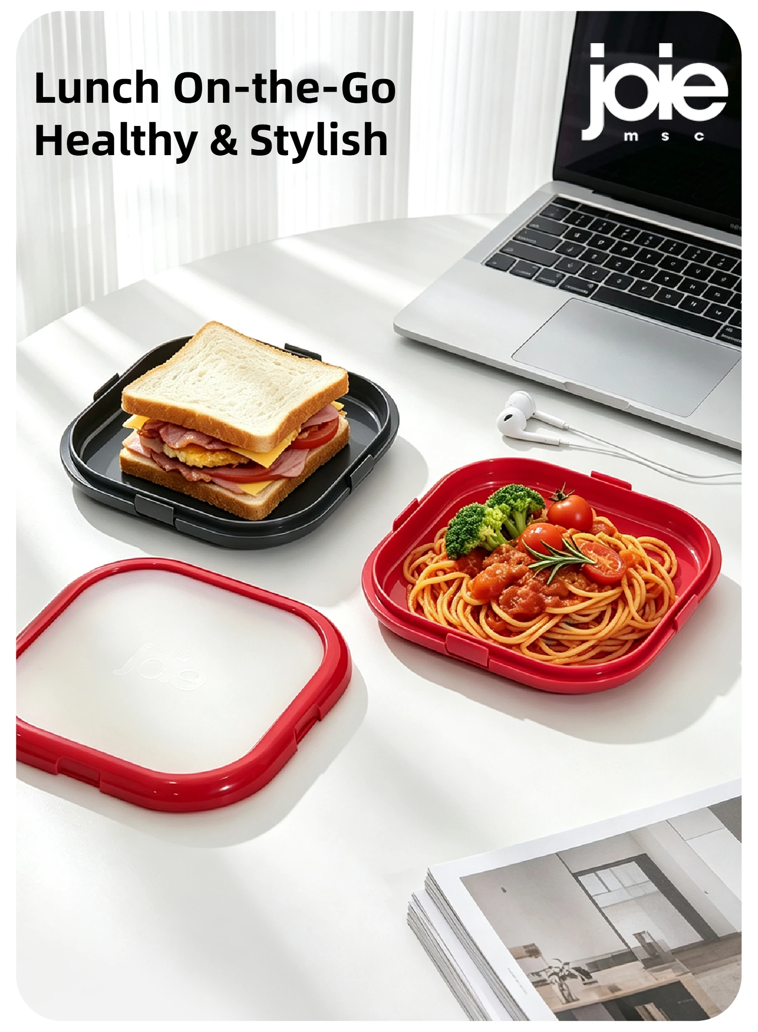 Joie Silicone Lunch Box Portable Sandwich Toast Bento Box Food Container Snack Box Picnic School Office Camping Breakfast