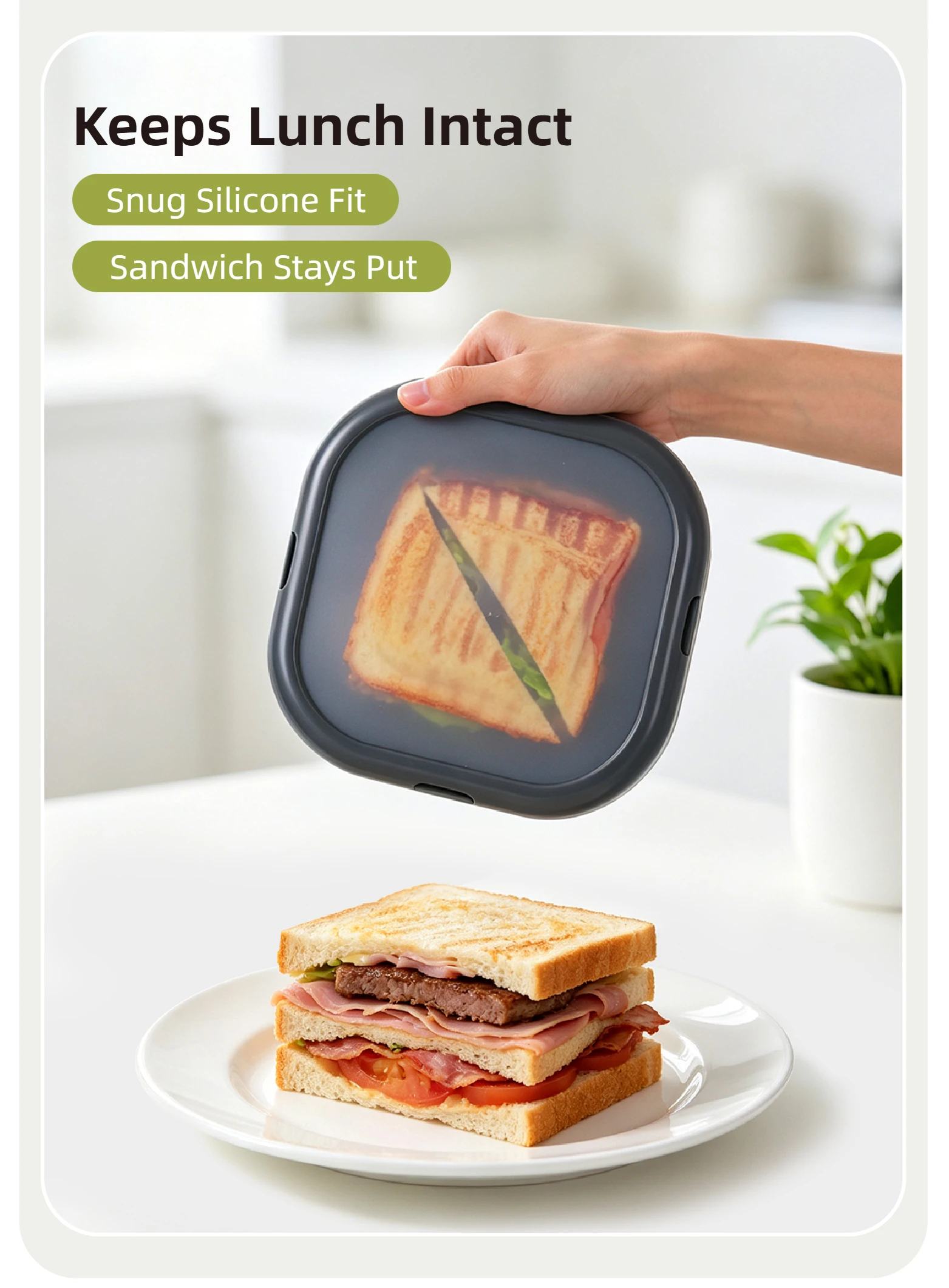 Joie Silicone Lunch Box Portable Sandwich Toast Bento Box Food Container Snack Box Picnic School Office Camping Breakfast
