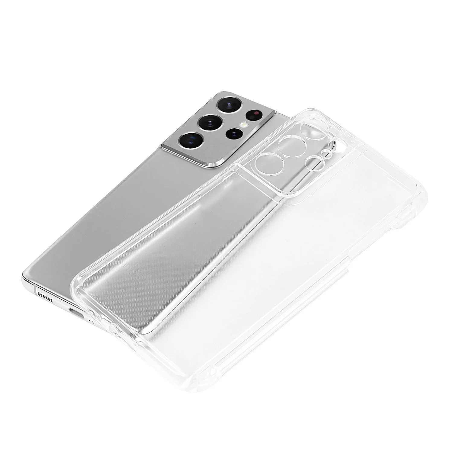 Fashion pen slot transparent case for Samsung Galaxy S21 Ultra 5G TPU Cover Anti-knock luxury Cases