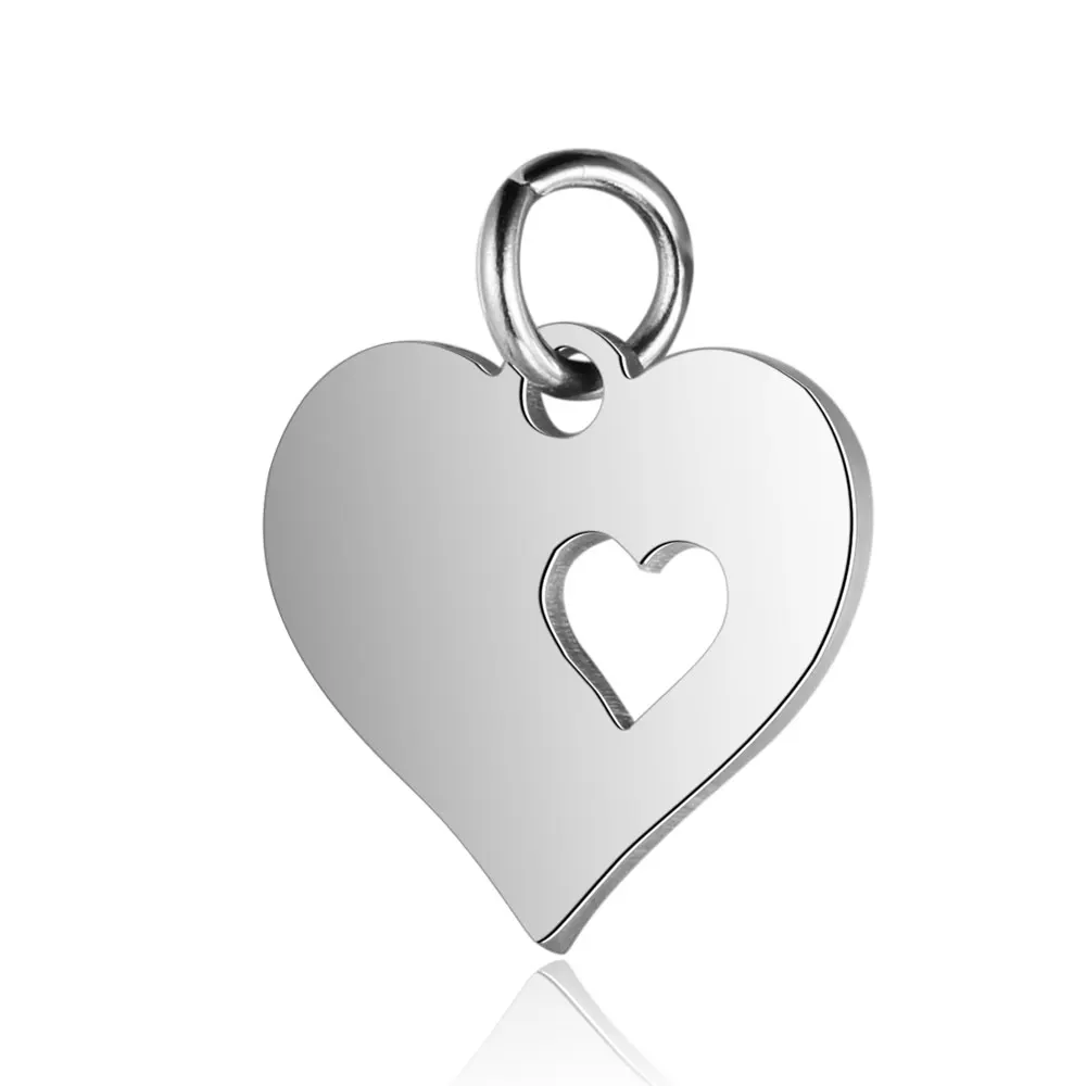 10pcs 316 Stainless Steel Double Heart Charm Sun Om Yoga Lotus Connector DIY Jewelry Making Charms Wholesale