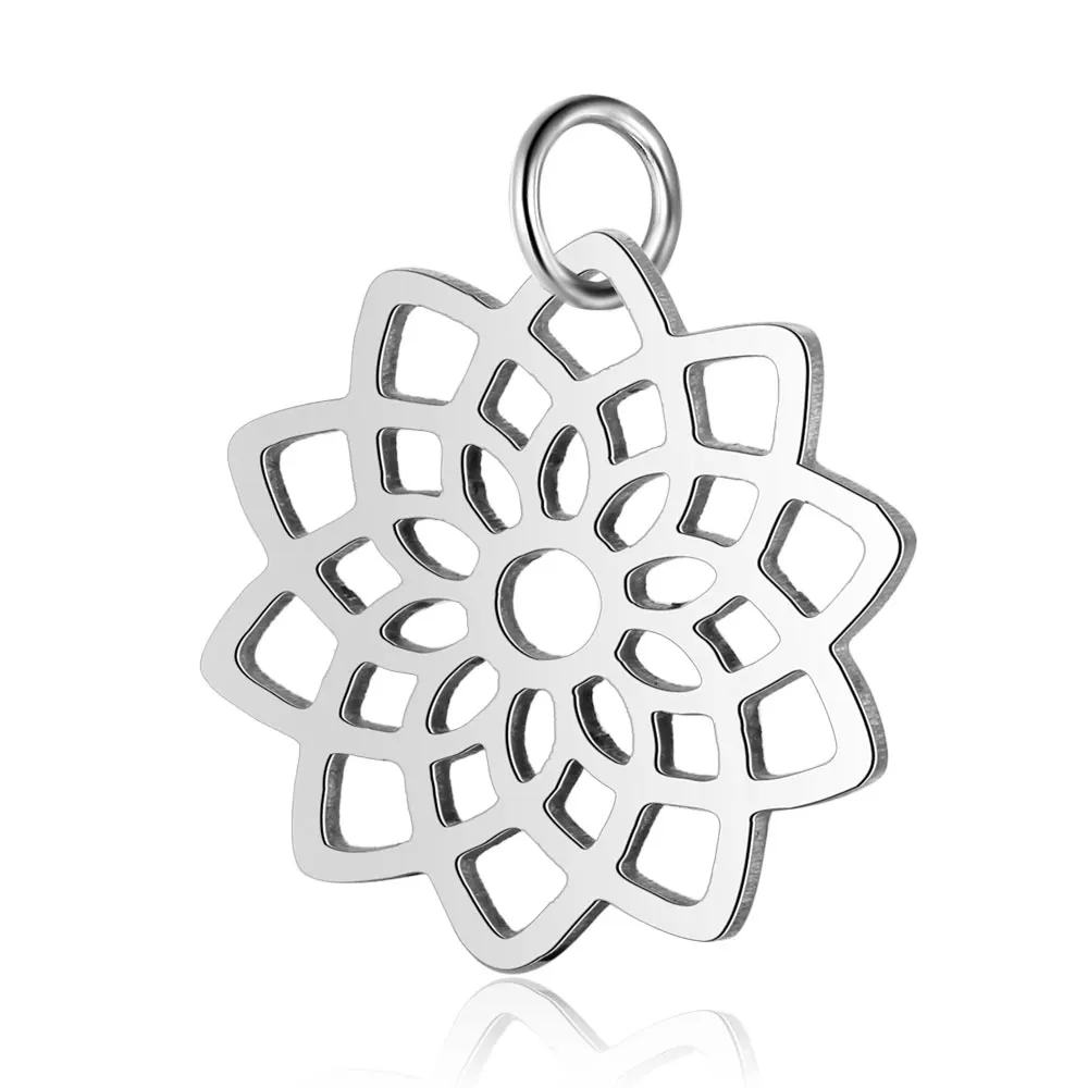10pcs 316 Stainless Steel Double Heart Charm Sun Om Yoga Lotus Connector DIY Jewelry Making Charms Wholesale