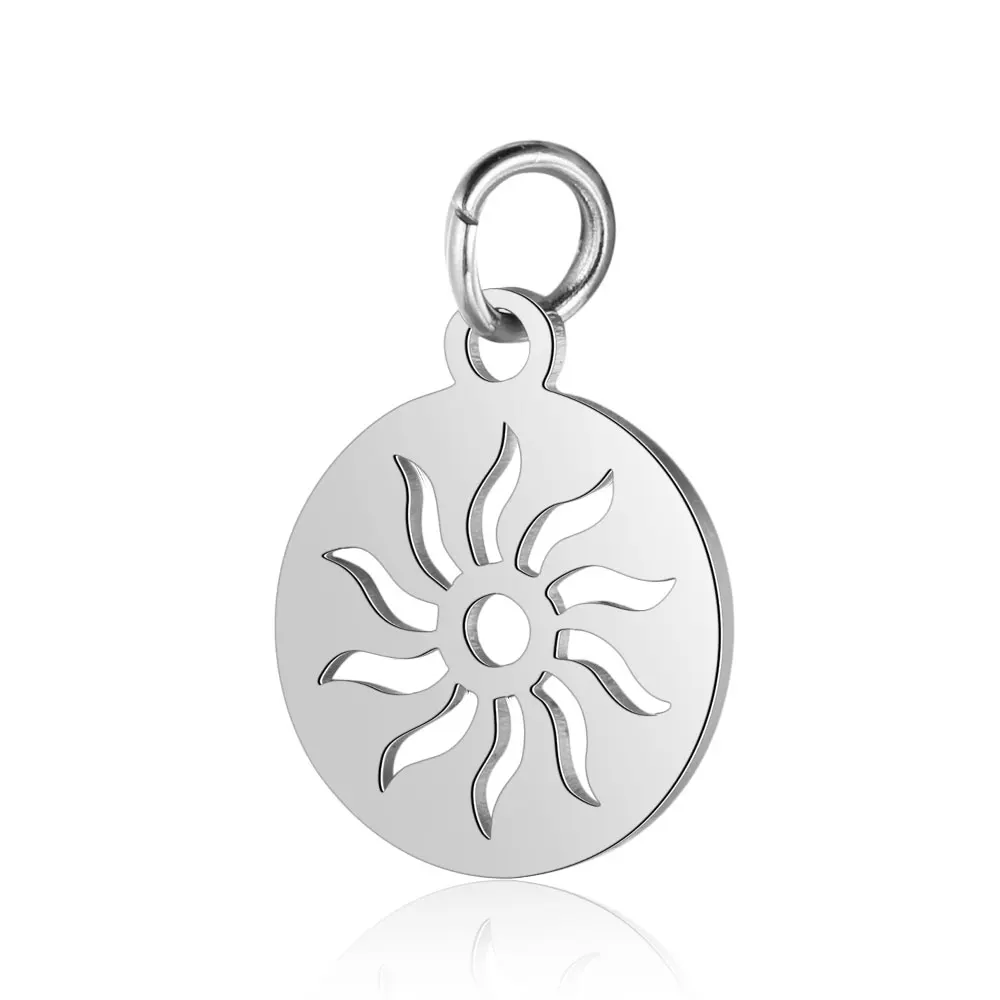 10pcs 316 Stainless Steel Double Heart Charm Sun Om Yoga Lotus Connector DIY Jewelry Making Charms Wholesale