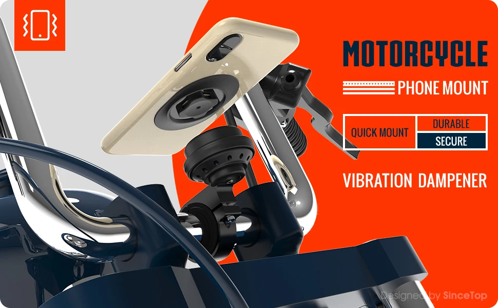 Aluminum Motorcycle Phone Holder Anti-Vibration Dampener for Handlebar Racing Mountain Bike MTB Bicycle Motor Quick Mount Stand