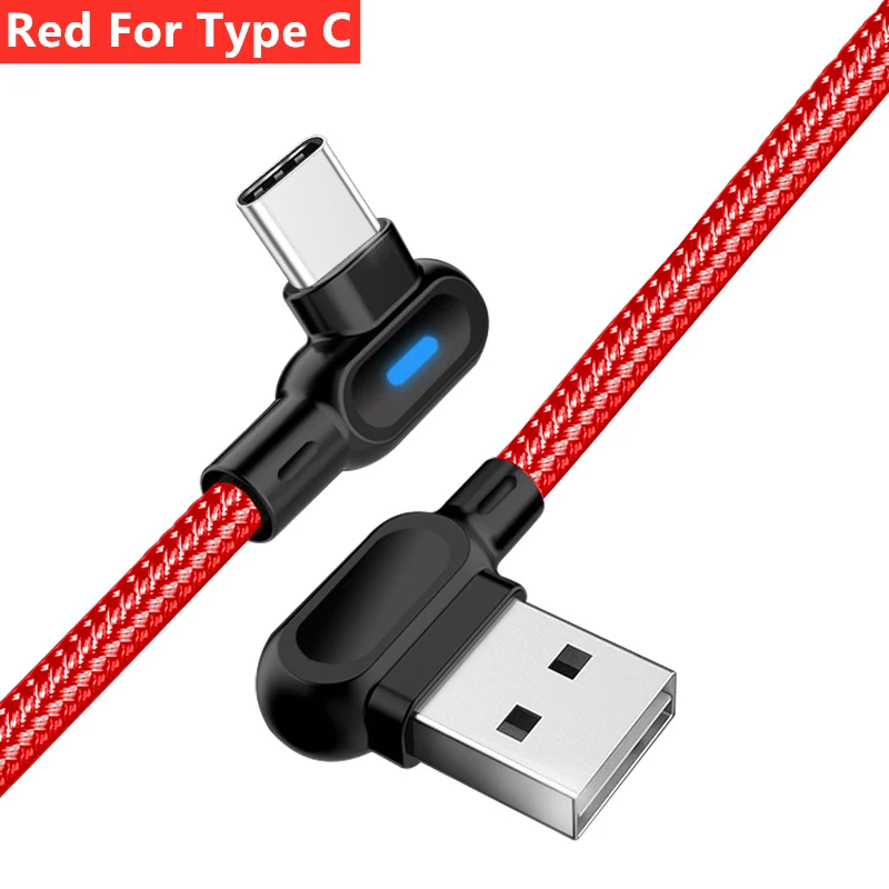 OLAF USB Type C Cable Fast Charging 90 Degree USB C Cable For Samsung S8 S9 S10 Xiaomi Mobile Phone Charger Micro Usb Cables