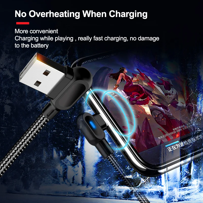 OLAF USB Type C Cable Fast Charging 90 Degree USB C Cable For Samsung S8 S9 S10 Xiaomi Mobile Phone Charger Micro Usb Cables