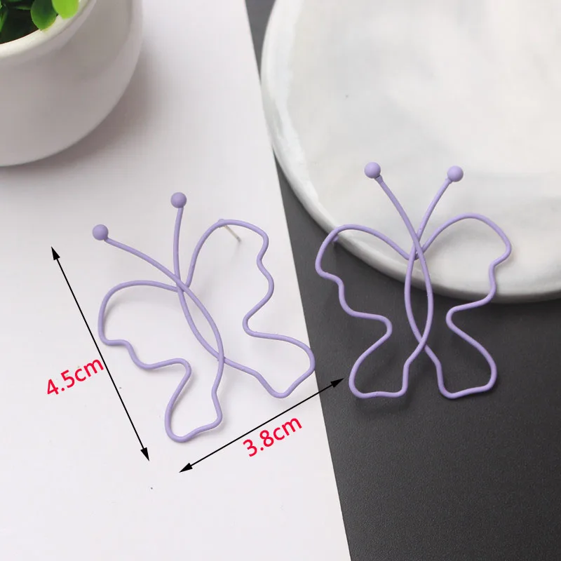 Purple Color Women Dangle Earrings Small Round Unusual Earrings Fashion Flower Butterfly Hanging Earrings Pendientes Mujer