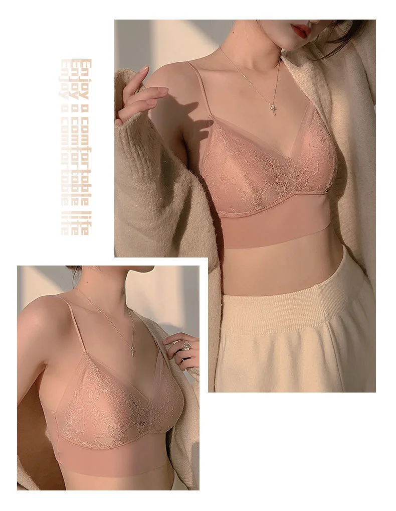 French Sexy Lace Seamless Women's Underwear Push Up Close-Fitting And Comfortable Women's Bra Big Breasts Show Small Sports Vest