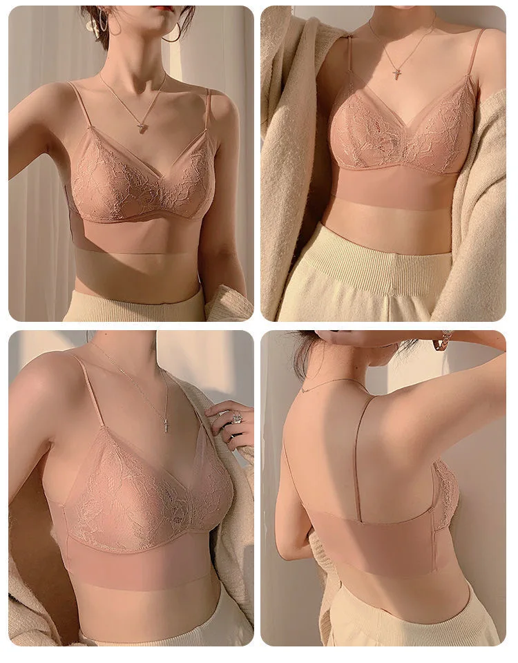 French Sexy Lace Seamless Women's Underwear Push Up Close-Fitting And Comfortable Women's Bra Big Breasts Show Small Sports Vest