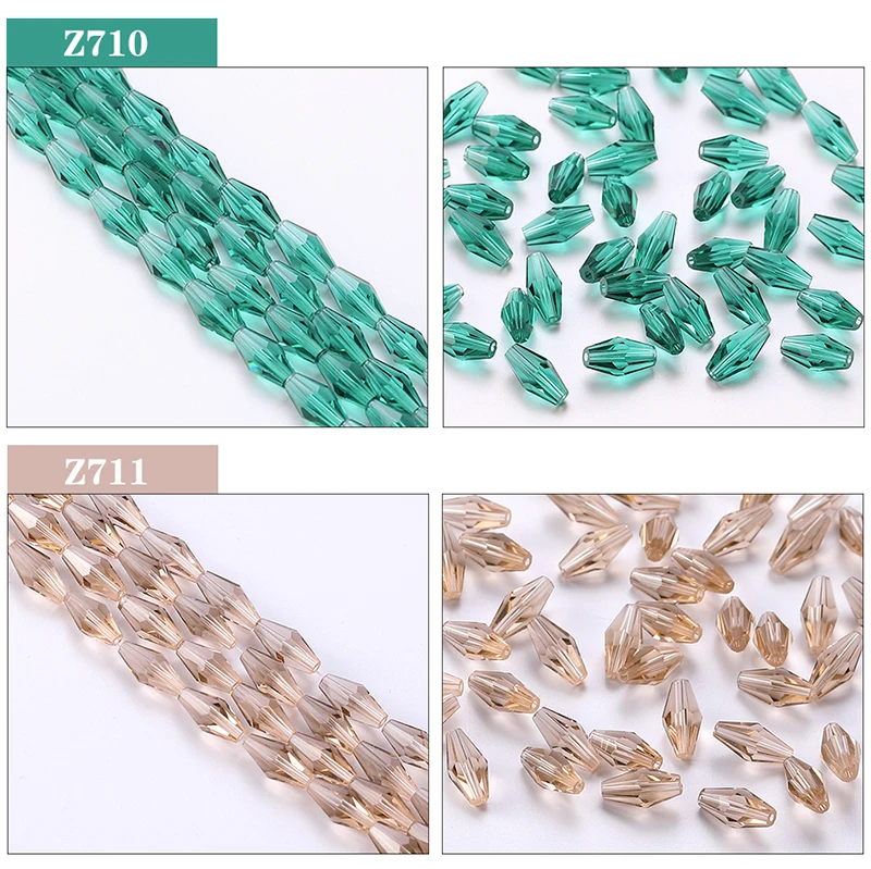 6*12MM 50Pcs/Lot Czech Long Bicone Glass Beads For Bracelet Jewelry Making DIY Accessories Loose Red Crystal Faceted Seed Beads