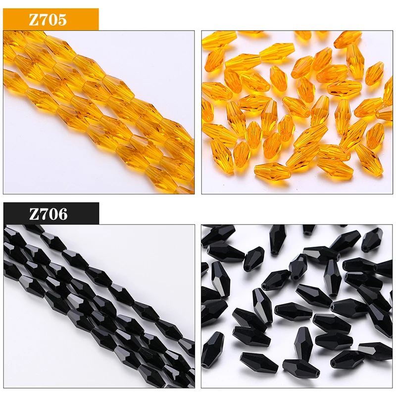 6*12MM 50Pcs/Lot Czech Long Bicone Glass Beads For Bracelet Jewelry Making DIY Accessories Loose Red Crystal Faceted Seed Beads