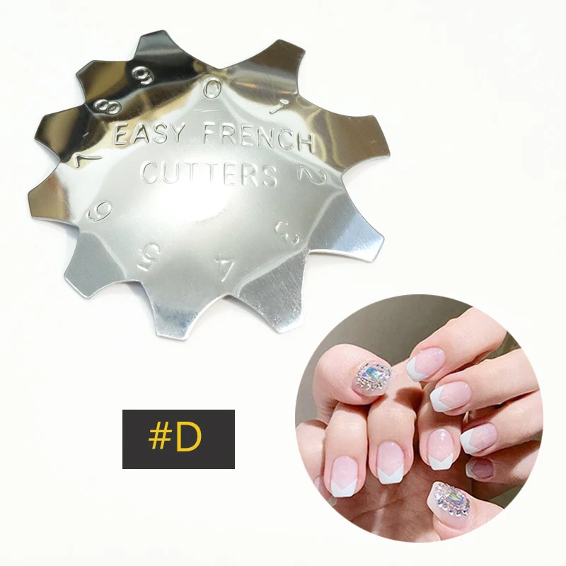 French Cutter for Nails Stainless Steel Edge Trimmer Templates C V Shape French Smile Cut Nail Art Acrylic Tool