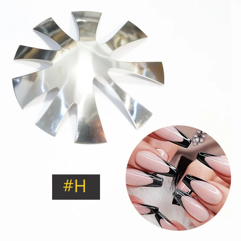 French Cutter for Nails Stainless Steel Edge Trimmer Templates C V Shape French Smile Cut Nail Art Acrylic Tool